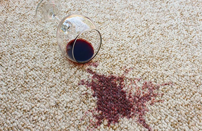 wine dropped on carpet