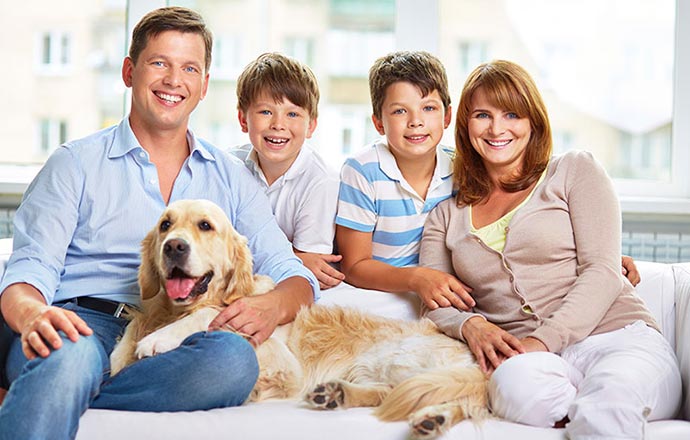 Happy family with no pet odor