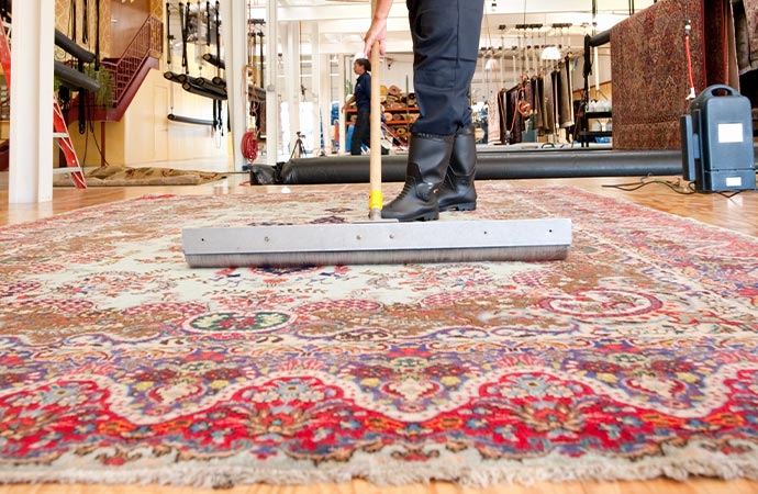 rug cleaning with brush