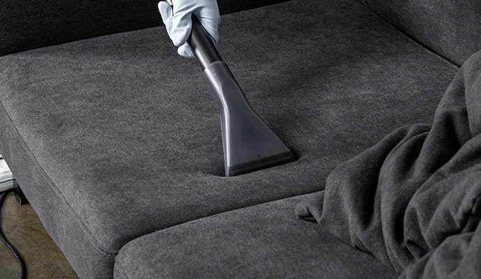 Silk Upholstery Cleaning by Worker.