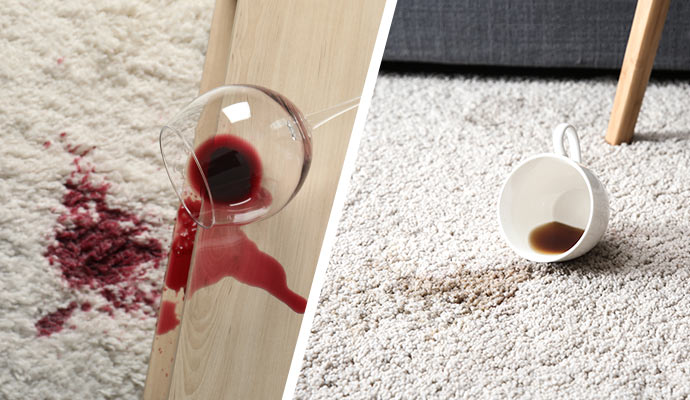 wine and coffee on carpet